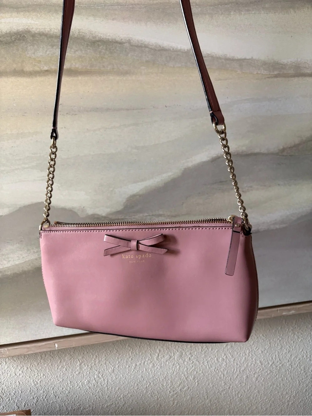 kate spade Dusty Pink Leather Crossbody with Bow Accent
